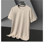 Men's New Summer Waffle round Neck Short Sleeve T-Shirt Comfortable Breathable Short-Sleeved Top for Casual Wear