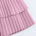 TRAFZA Women Fashion Square Collar Sleeveless Solid Mini Dress Female Summer Pleated Dress Chic High Street Slim Short Dress