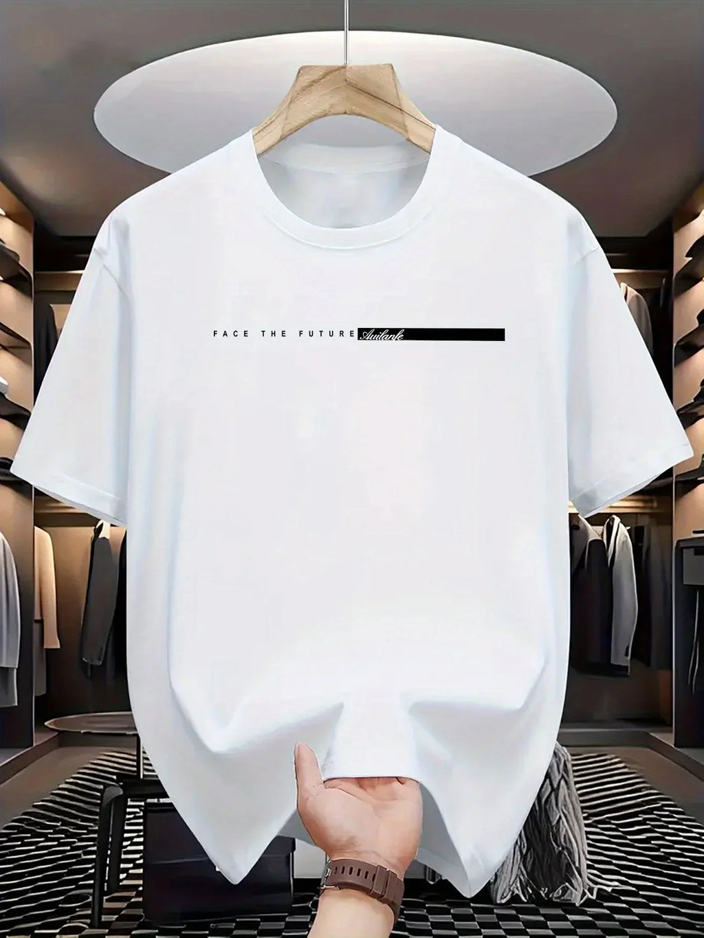 Summer men's 100% cotton casual loose fit large letter print round neck short sleeved T-shirt top High Street Unisex style