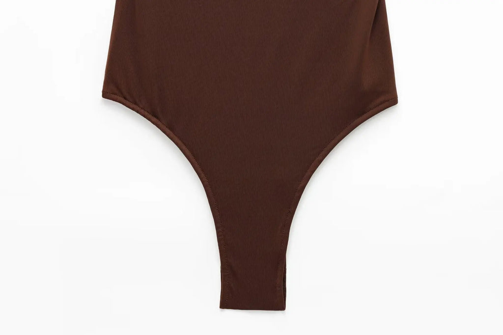 ZBZA Women's Sexy Jumpsuit Gold Button Pleated High Elastic Holiday Beach Solid Color Slim Fit Top Summer New Female Chic Top