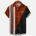 Fashion Men's Striped Casual One Button Shirts Streetwear Short Sleeve Loose Top 3D Digital Printed Blouse Plus Size 5XL