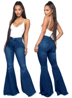 Women Jeans Flare Pants Sexy Denim Long Pant Hip Wrap Casual Solid Elegant Splice Regular Slim Fit High Waist Trousers Summer