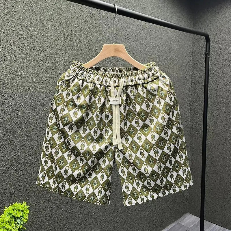 Summer floral shorts men's trendy casual five quarter pants 2025 new loose trendy sports beach pants