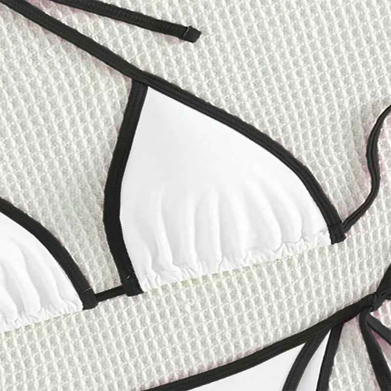 Contrasting Colors String Micro Thong Bikinis Sets Sexy Swimsuit Women 2025 Halter Mini Swimwear Biquinis Beachwear Bikini Mujer