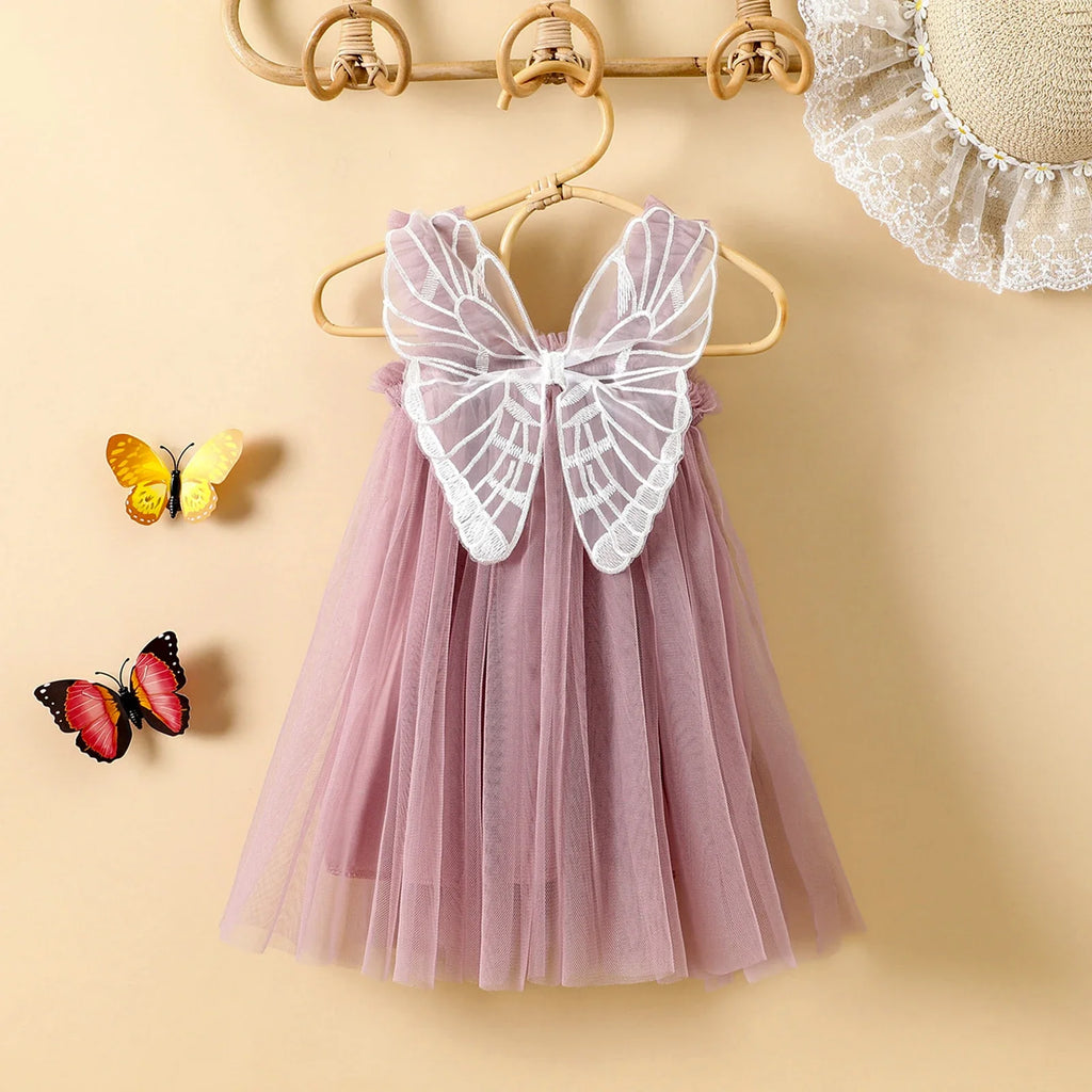 Citgeett Summer Kids Girls Princess Dress Sleeveless Mesh Decoration Dress Suspender Casual Clothes
