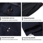 Top Grade Flat Waist Milk Shreds Business New Brand Casual Office Fashion Long Straight Pants Men Trousers Mens Clothes 2025