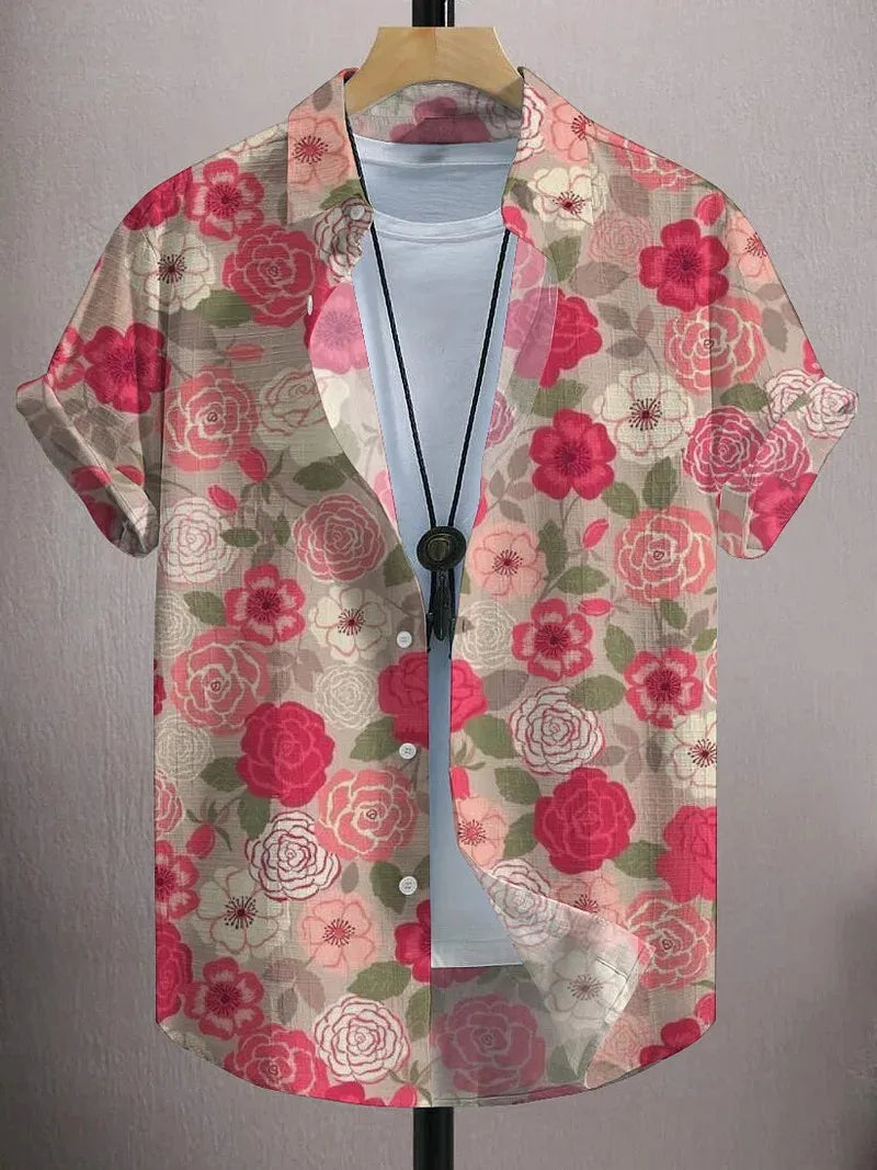 Men's Art Graphics Shirts Short Sleeved Button Down Lapel Shirt For Summer Oversized Tops Vacation Casual Hawaiian Shirts