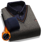 Men's Autumn Winter Sweater Pullover Polo Shirt Collar Fleece Thick Warm Top Clothes Business Casual Jumpers