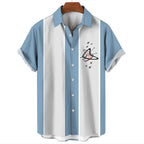 Men's Shirt for men Fashion Bowling Ball Pattern Tops Summer Men's Clothing Short-Sleeved Button Loose Blouse Hawaiian Shirts