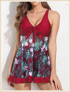 High Waist Swimsuit Beach Dress 2024 Women 2 Piece Printed Tankini Set Swimwear Female Bathing Swimming Swim Suit Beachwear Lady