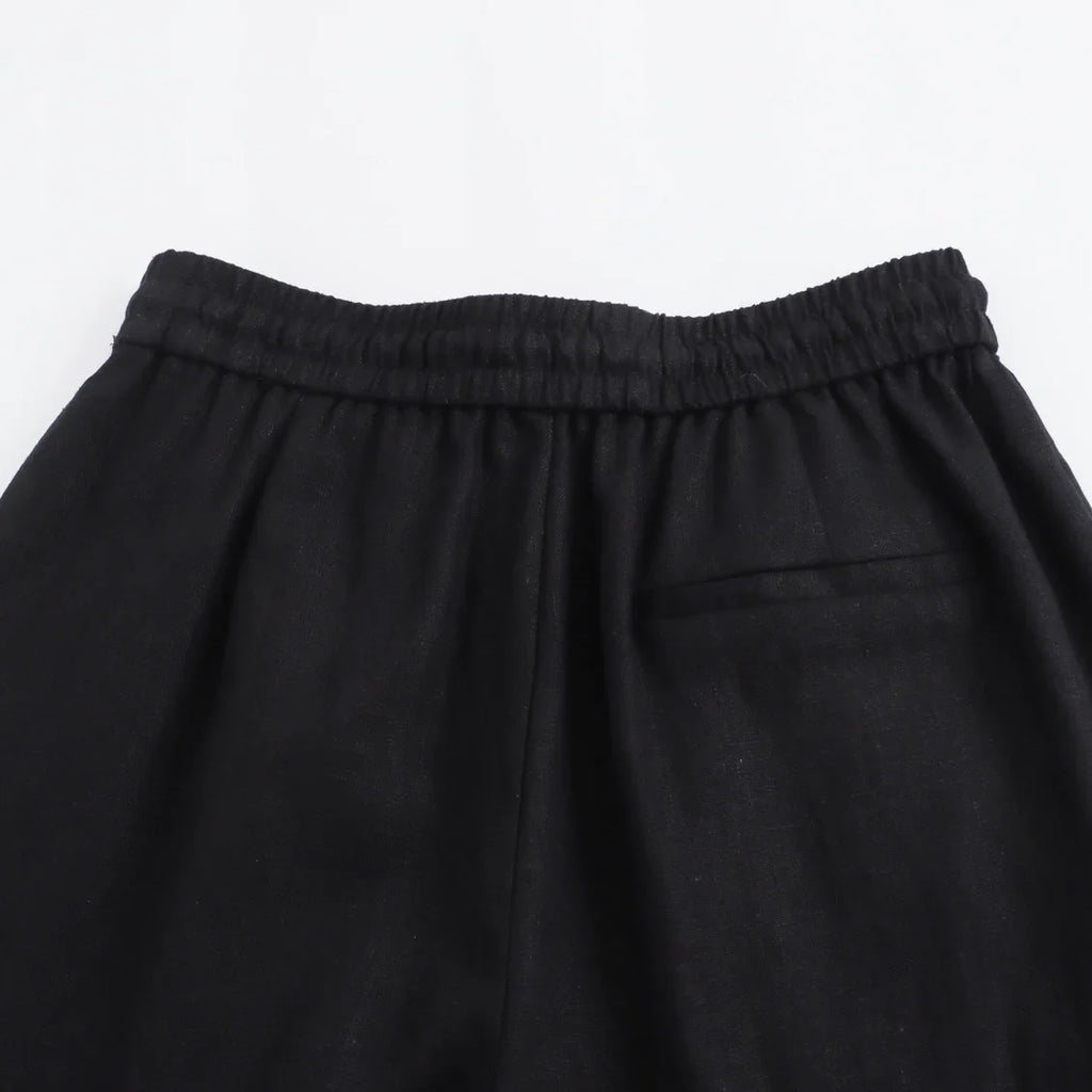 TRAF Women Fashion Spring Summer Lace-up Linen Blended Straight Pants Pocket Office Lady Chic High Waist Trousers Mujer