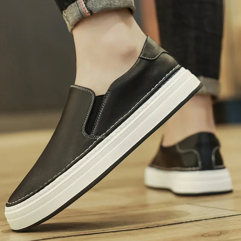 High Quality Brand Men's Genuine Leather Shoes Soft Soles Comfortable Loafers Non Slip Outdoor Men's Flat Shoes Free Delivery