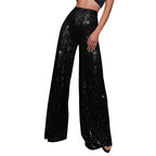 Women's Fashion Solid Color High Waist Sequin Side Zipper Draped Wide Leg Pants Pants for Women Women's Pants Women's Pants 2024