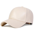 Unisex Light Panel Solid Color PU Leather Baseball Caps Spring Autumn Outdoor Adjustable Casual Hats Dad Hat Sunscreen Hat