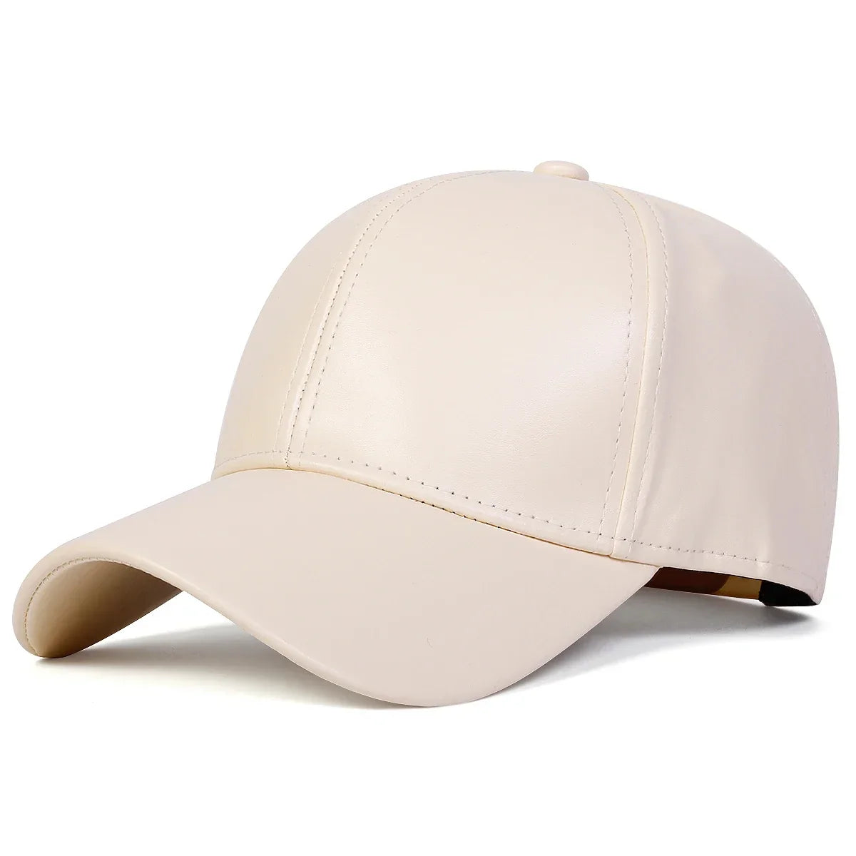 Unisex Light Panel Solid Color PU Leather Baseball Caps Spring Autumn Outdoor Adjustable Casual Hats Dad Hat Sunscreen Hat
