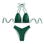 Bathing Suit Tank Bikinis Sets Swimwear 2023 Women Mid Waist Deep V Neck Wide Straps Bikini Summer Beach Wear Swimming купальник