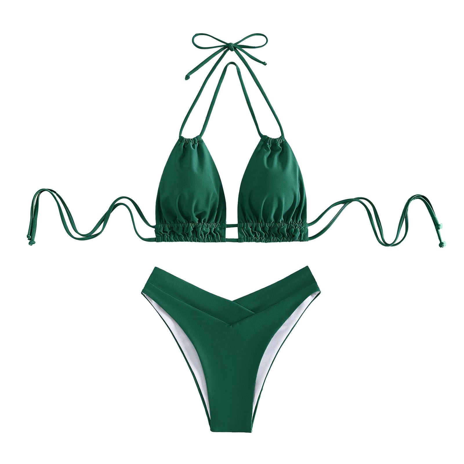 Bathing Suit Tank Bikinis Sets Swimwear 2023 Women Mid Waist Deep V Neck Wide Straps Bikini Summer Beach Wear Swimming купальник