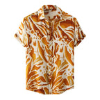 Urban Hippie Shirt â€?Men's Trendy Tie-Dye Print Short Sleeve Button-Up with Modern Marbled Color Blends