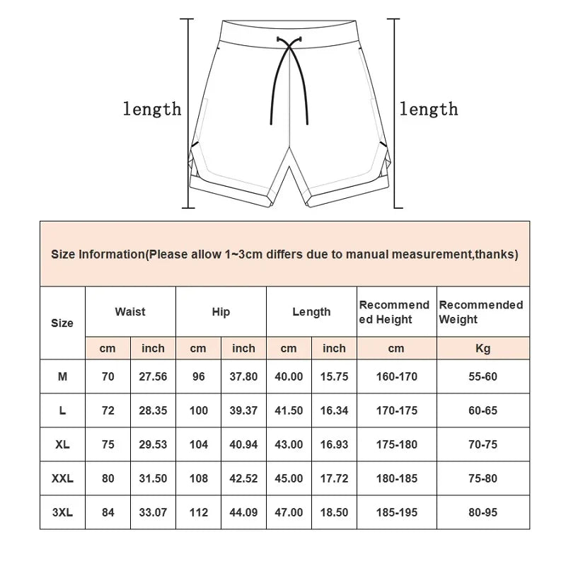 Custom Shorts Men Gym Sports Shorts 2 In 1 Quick Dry Workout Training Gym Fitness Jogging Short Pants Summer DIY Men Shorts