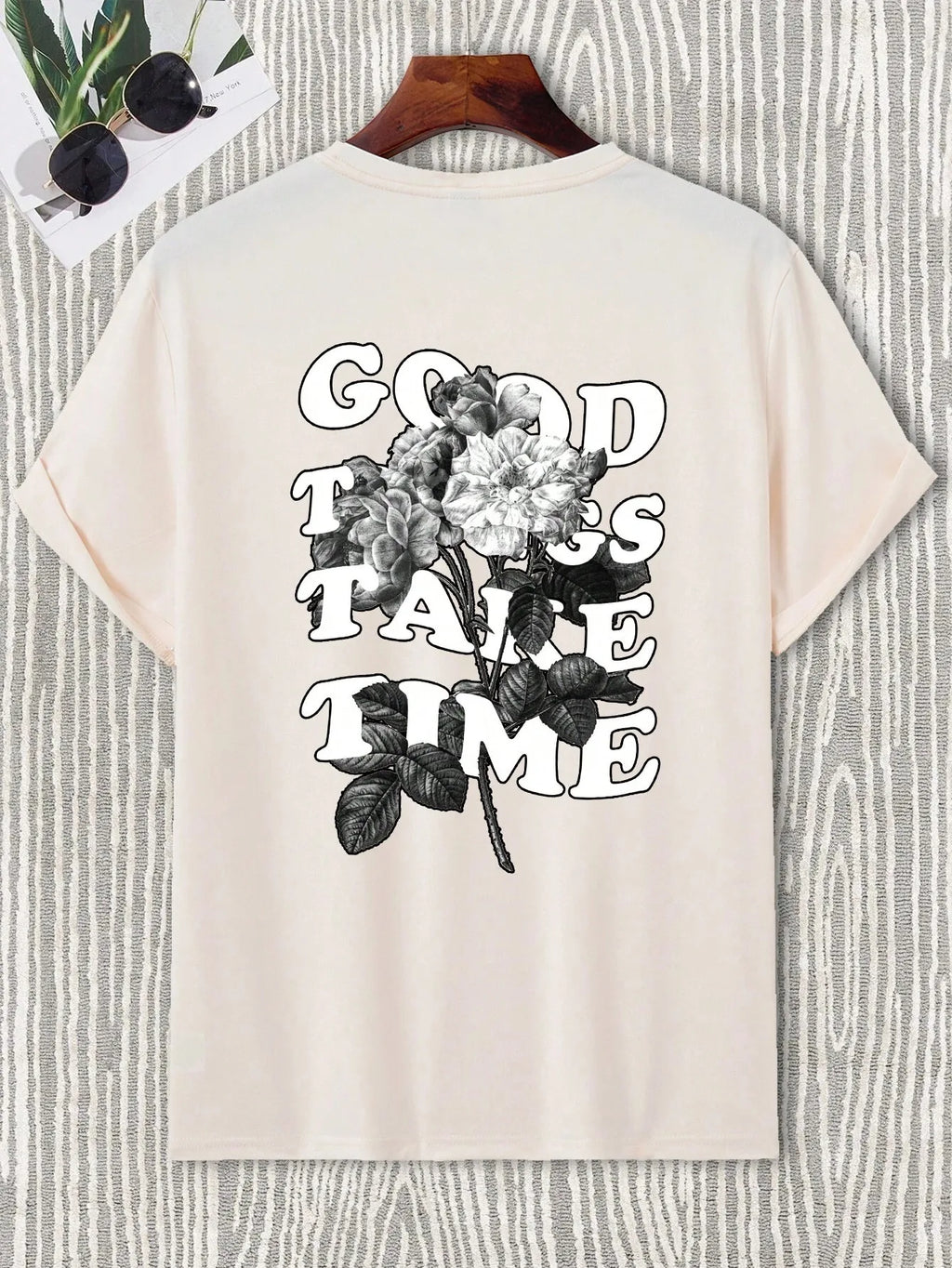 Good Things Take Time Men Women Unisex Cotton T-shirt Luxury Brand Rap Big Size Top Short Sleeve Streetwear Classic Back Tee 4XL