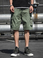 Summer Men's Cargo Shorts Cotton Loose Fit Big Size String Banding Men Short Pants Streetwear Casual Work Bermuda Shorts