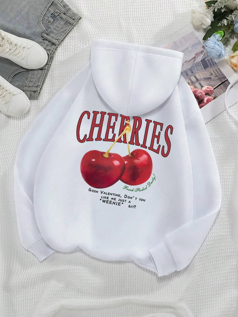 Cherries Cosh Valentine Funny Print Hoody Men Women Hip Hop Pullover Hoodie Loose Warm Sweatshirt Fashion Fleece Clothing Couple