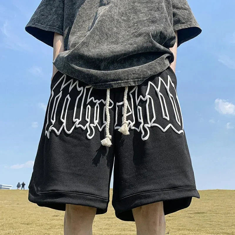 Y2k Shorts For Men 2025 Summer Letter Foam Print Loose Sweatpants Gym Oversized Basketball Shorts Pants Hip Hop Streetwear 8XL