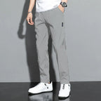 Ice Silk Men's Pants 2023 Summer New Black Gray Thin Business Casual Pants Outdoor Elastic Breathable Straight Leg Sweatpants