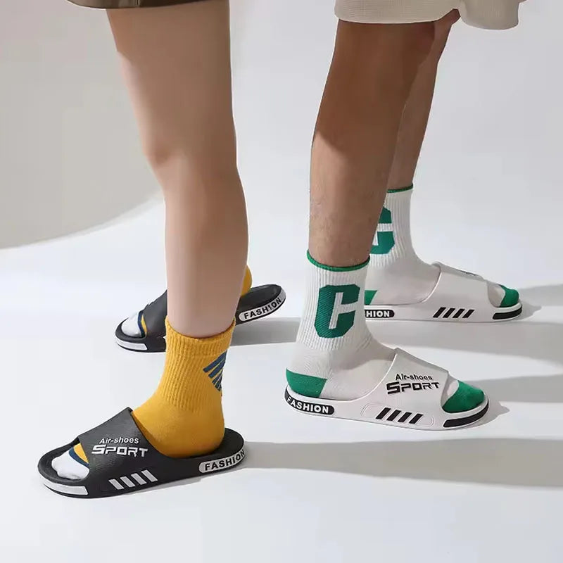 Fashion Men's Slippers PVC Soft Sole Non-slip Slides Casual Outdoor Beach Flip Flops Home Bathroom Couples Slippers New Sandal