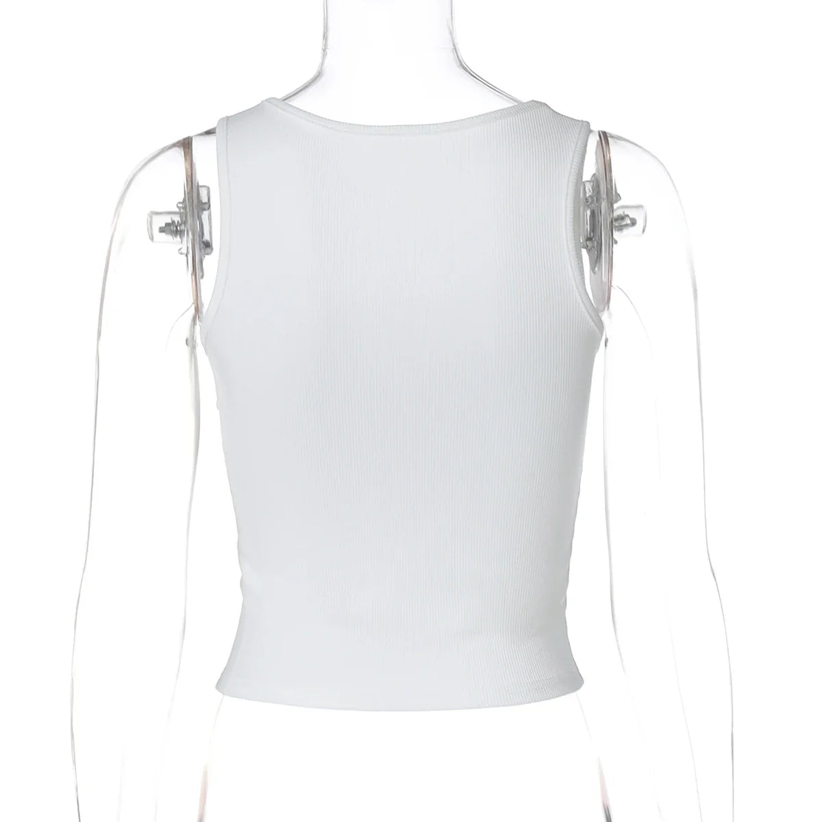 Dulzura Ribbed Sleeveless Crop Tank With Water Droplets Diamond Decorate Sexy Elegant Top Party Club Streetwear Spring Summer