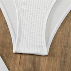 White Ribbed Halter Swimwear High Waisted Bikini Set 2025 Sexy Swimsuit Women Ring Bathing Suit Swimming Wear Bikinis De Mujer