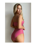 Women Sexy Slim Plaid Two Pieces Swimsuit High Waisted Bikini Swimwear 2024 Bikini Sets Size S-3XL Rose Red/Black/Blue/Sky Blue