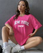 Blessyuki Summer Plus Size Cotton T-shirts Women 2023 Soft O-neck Letter Printed Tees Casual Short Sleeve All-match Female Tops