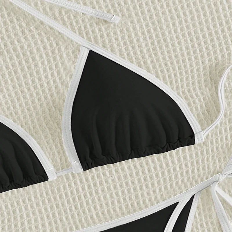 Contrasting Colors String Micro Thong Bikinis Sets Sexy Swimsuit Women 2025 Halter Mini Swimwear Biquinis Beachwear Bikini Mujer