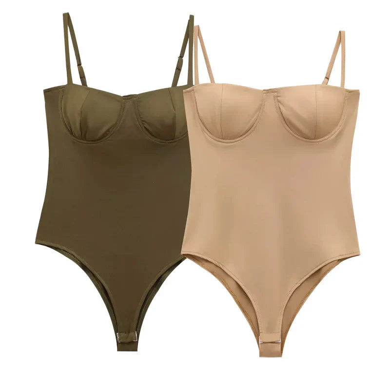 TRAF Woman 2025 Bodysuits Corset Off Shoulder Bodysuits Sexy Lingerie Summer Sleeveless Smooth Slimming Body Backless One Piece