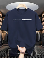 Summer men's 100% cotton casual loose fit large letter print round neck short sleeved T-shirt top High Street Unisex style