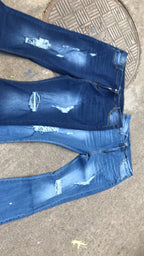 High-Waisted Jeans High Elasticity Splitter Fashion European American Net Red Direct Factory Sales Cross-Border Trade Goods