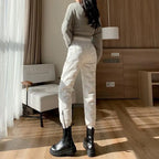 down Bottoming down Cotton Pants Women's New Loose High Waist down Wadded Trousers Women's Fashion Autumn and Winter New