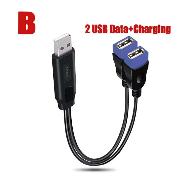 USB Cable Splitter Phone Charger Power Adapter Cord 2 Ports Male to Female USB Multiple Expander OTG Extension Charging DockPlug