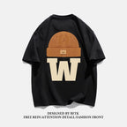 Summer Fashion Heavyweight Retro Men's English Letters 100% Cotton Printed Round Neck High-quality Casual Fitness Street T-shirt