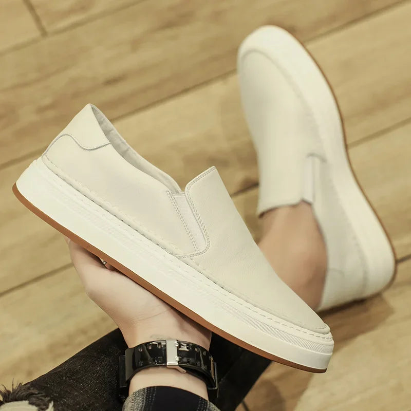 High Quality Brand Men's Genuine Leather Shoes Soft Soles Comfortable Loafers Non Slip Outdoor Men's Flat Shoes Free Delivery