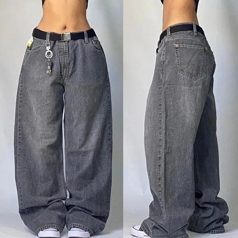 Y2K Harajuku Fashion New Solid Color Washed Baggy Jeans Women Streetwear Punk Popular Casual Joker High Waist Wide Leg Pants