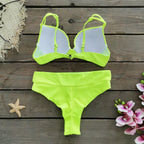 Cheap Push Up Bikinis Women Swimsuits  Solid Padded Women Swimwear Vintage Female Swimsuit High Waist Biquini Bathing Suit