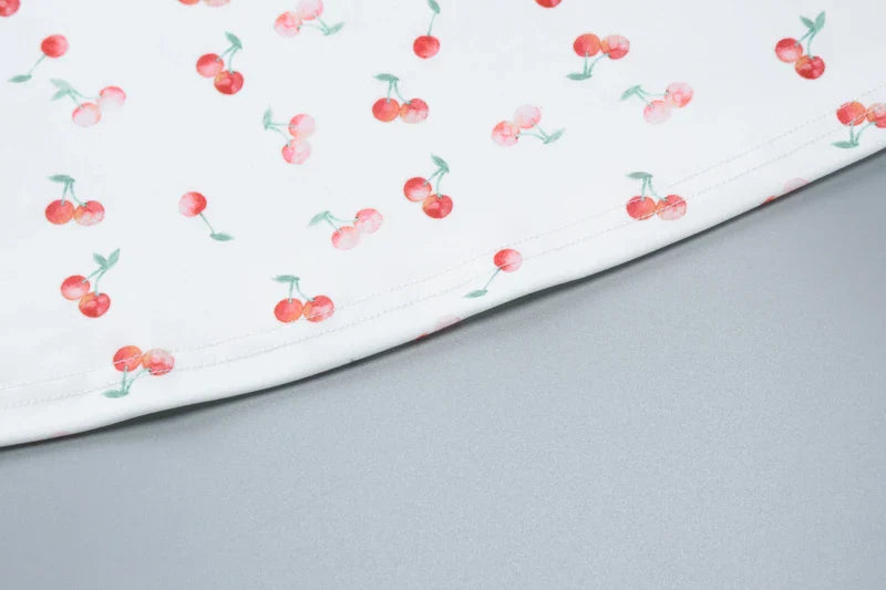 Hugcitar 2024 Cherry Print Straps Backless Draped Sexy Bodycon Mini Dress Summer Women Elegant Clothes Birthday Party Vacation