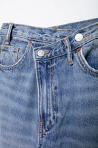 TRAF Women's Basic Hundred Jeans New Fashion Asymmetric Design High Waist Wide Leg Trousers Casual Women's Straight Leg Jeans