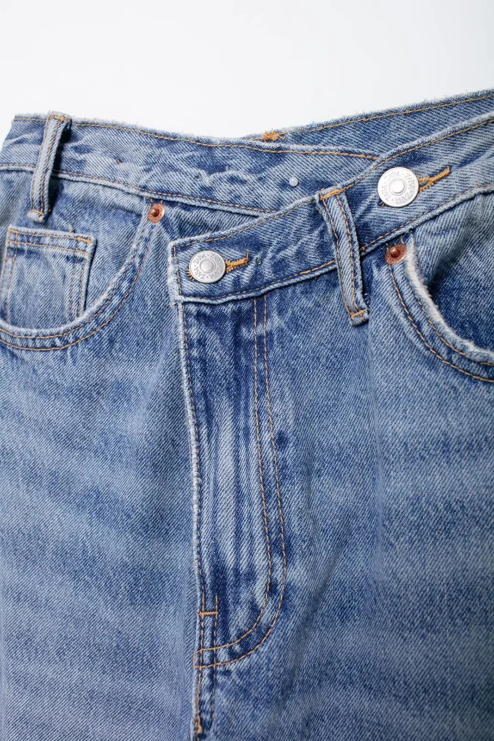 TRAF Women's Basic Hundred Jeans New Fashion Asymmetric Design High Waist Wide Leg Trousers Casual Women's Straight Leg Jeans