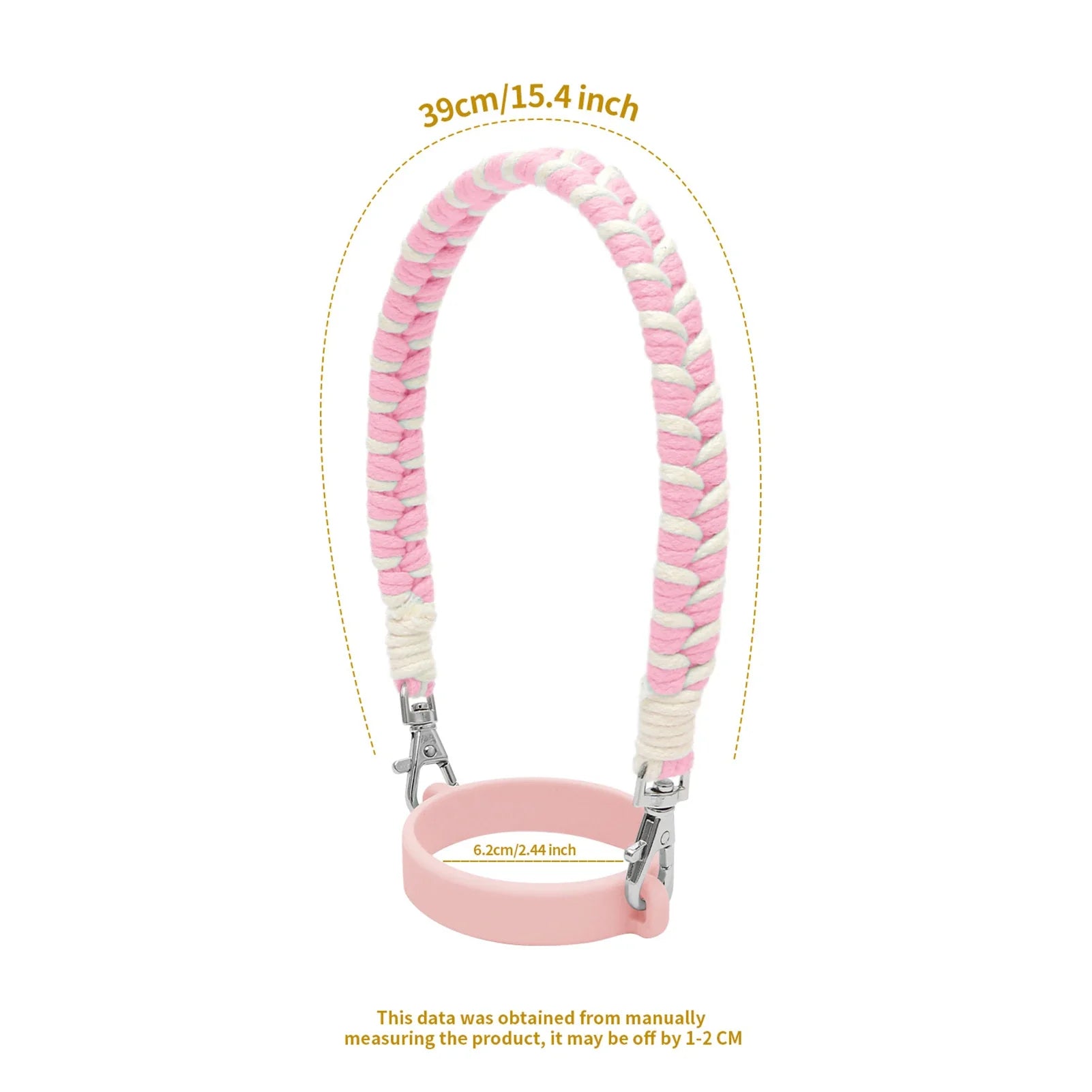 Water Bottle Handle Strap Handmade Flower 16-40oz Tumbler Silicone Safety Ring Cotton Rope Flower Durable Water Bottle Strap