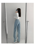 High-waisted Women's Vintage Jeans Loose-fit Straight-leg Slimming Draped Denim Trousers