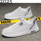 Upgrade your style with Men's Vulcanize Shoes 2025 /White Leather Casual Shoes/