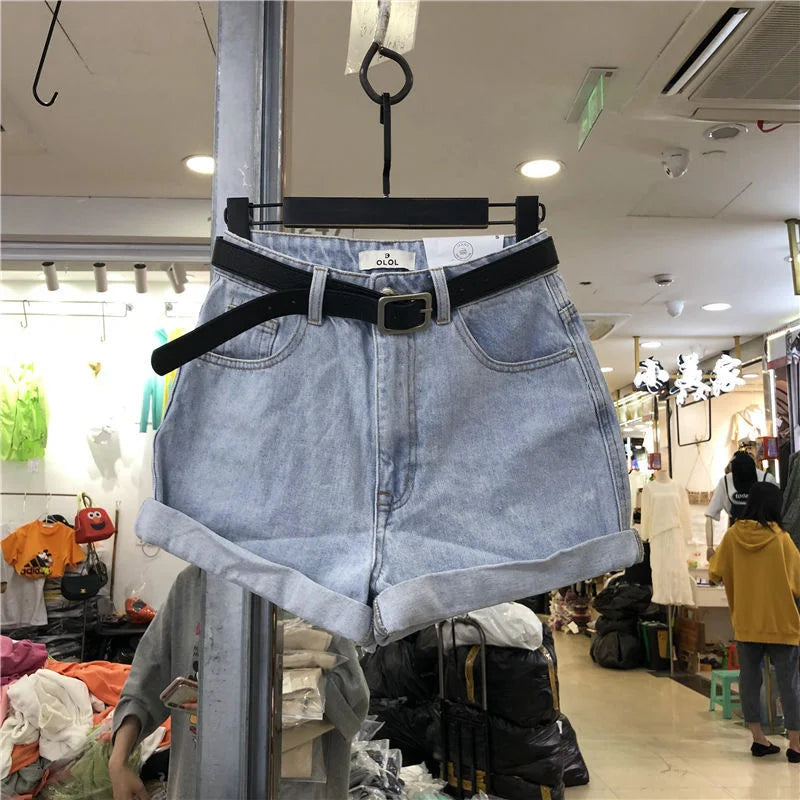 Black Gray Women Summer High-waist Slimming Outdoor Wear A- label Hot Pants Loose Cotton Shorts Urban Casual Style